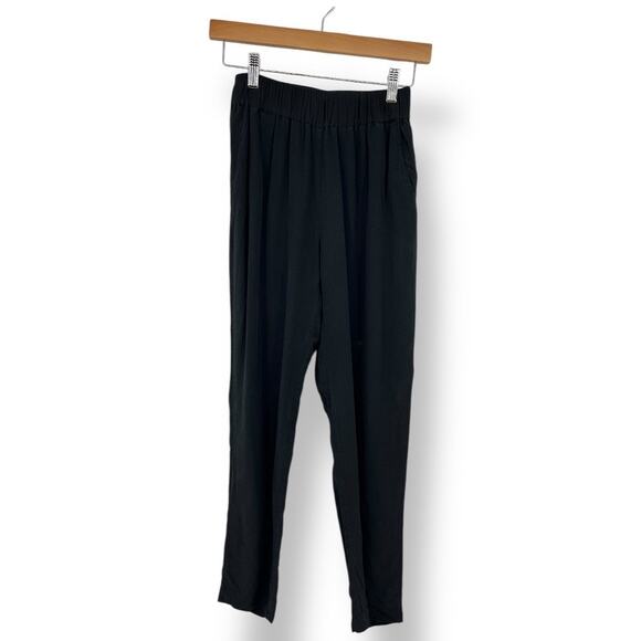 Grana Silk Pants Black Pull On Ankle Pants Women's XS Casual Minimalist Capsule - Picture 1 of 5
